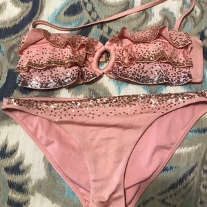 Victoria Secret rose gold strapless swimsuit
